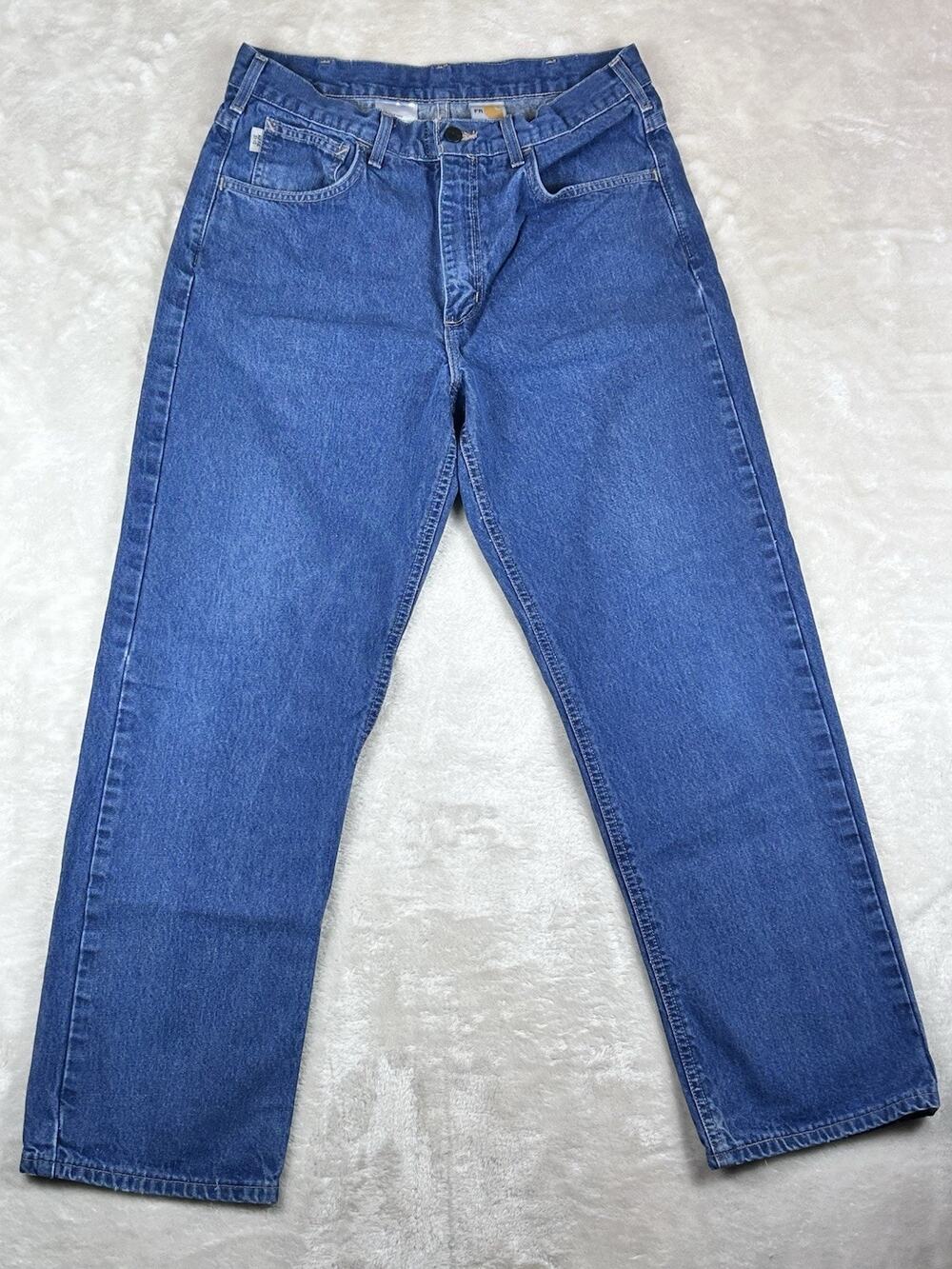 Carhartt FRB100 DNM Jeans Men's 33x30 Blue FR NFPA 2112 CAT 2 VTG Made In USA
